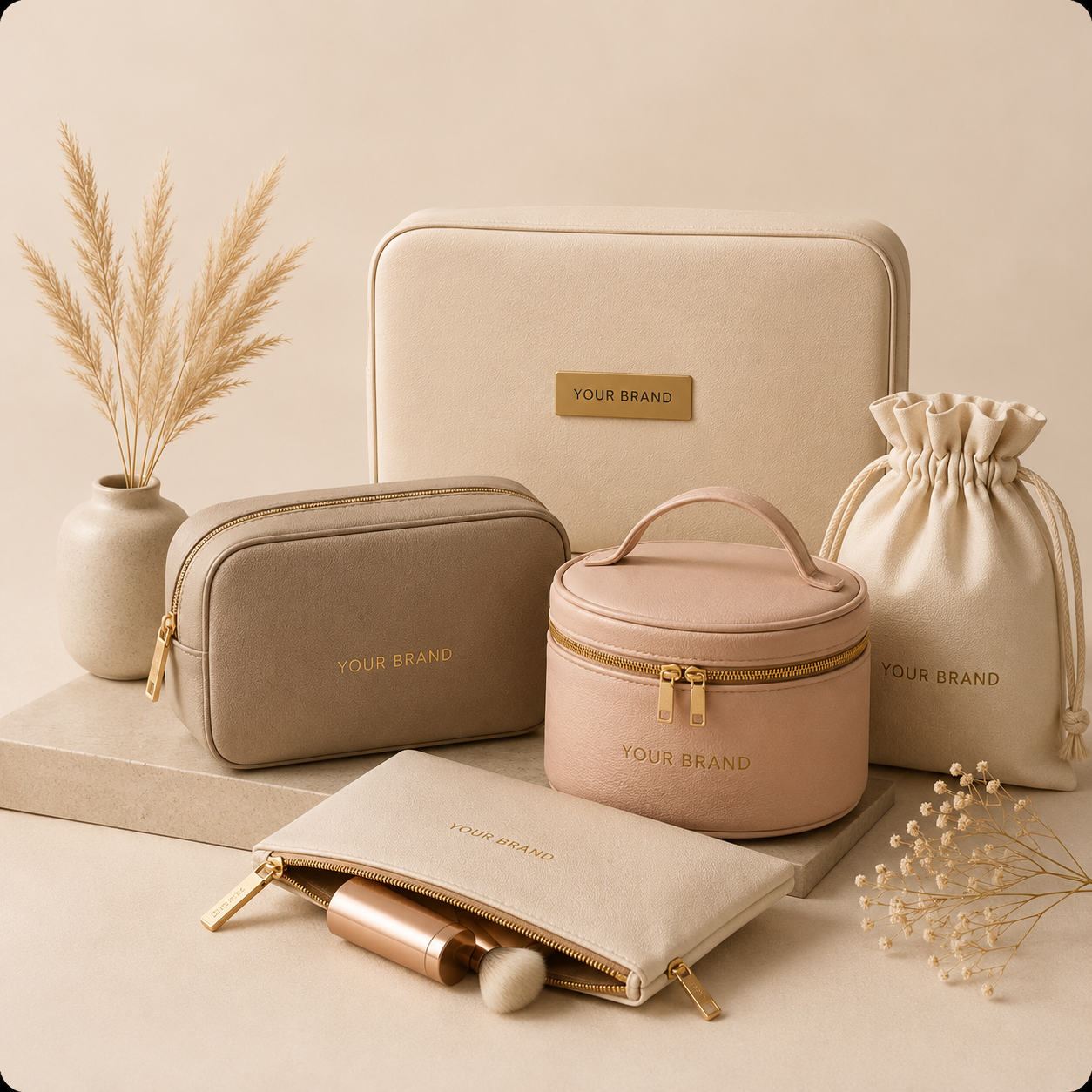 Custom luxury pouches manufactured by Ijaz Bags and Garments
